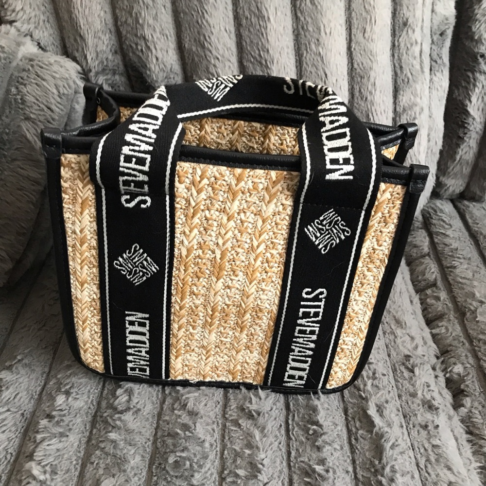 Steve Madden Woven Tote with Black Accents